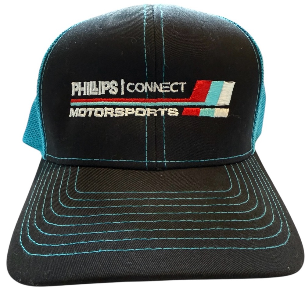 Philips Connect Motorsports Trucker Hat • NHRA Racing • Black & Teal